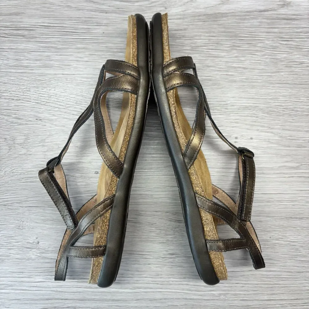 Naot Womens 42 US 11 Dorith Bronze Strappy Leather Sandals Boho Grecian Handmade